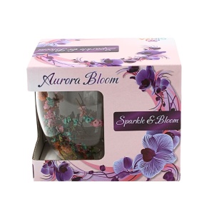 Cană cu inserție de flori uscate, limonium multicolor, pereți dubli, sticlă borosilicată, 250 ml, Aurora Bloom