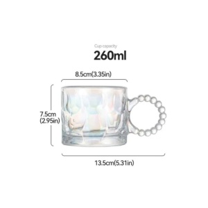 Cană din sticlă, pentru cafea. 7.5 cm, 260 ml, design iridescent, SZK55