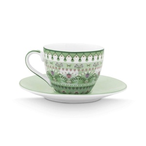 Cană espresso cu farfurioară, colecția Lily & Lotus, Light Green, 120 ml, Pip Studio