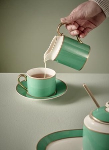 Cană espresso cu farfurioară, Pip Studio, 120 ml, colecția Pip Chique, Gold-Green