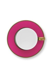 Cană espresso cu farfurioară, Pip Studio, 120 ml, colecția Pip Chique, Gold-Pink