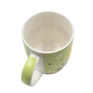 Cană pentru copii, culoarea verde, design tematic cu motive pascale, 370 ml