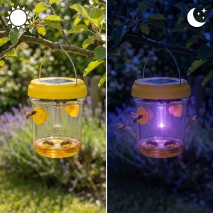 Capcană solară pentru insecte, cu LED, 7x9 cm, culoare galben