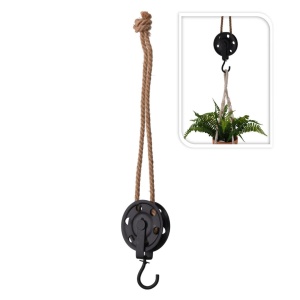 Cârlig Suspendabil pentru Ghivece, 56 cm, Metal/Textil, Negru – H&S Collection