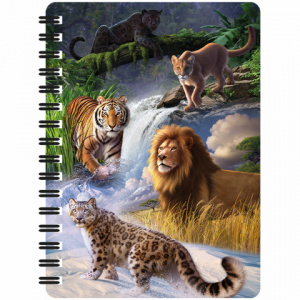 Carnețel zoo, cu spirală, 3D, "LiveLife - Big cats expedition"