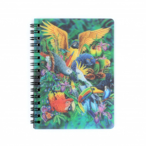 Carnețel zoo cu spirală 3D "LiveLife - Birds of the tropics"