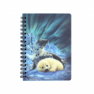 Carnețel zoo, cu spirală, 3D, "LiveLife - Harp seals" - Img 3