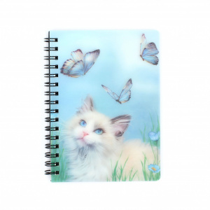 Carnețel zoo cu spirală 3D "LiveLife - Ragdoll and butterflies"