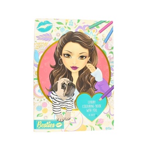 Carte de colorat, luxury, Besties, 24 file, model prințesă cu cățeluș