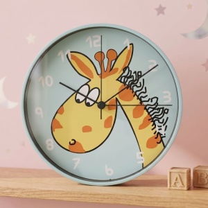 Ceas de perete pentru camera copilului, 20,3 cm, model girafă