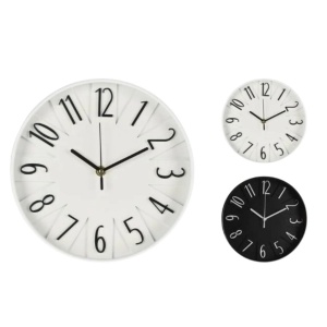 Ceas decorativ de perete, alb cu cifre negre, 24 cm, design modern