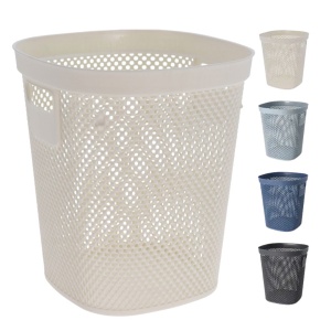 Coș de gunoi 12.5L, din plastic reciclat, model perforat, alb