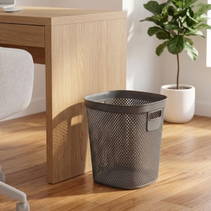Coș de gunoi 12.5L, din plastic reciclat, model perforat, gri