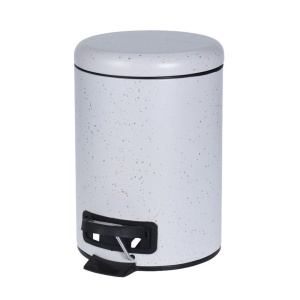 Coș de gunoi cu pedală, capacitate 3l, alb cu inserții aurii, 17x25.5 cm