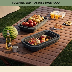 Coș de picnic, pliabil, 3 în 1, gri, masă portabilă, recipient și cutie multifuncțională, 15L, KP03SZ, eCarla 