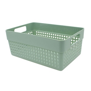 Coș depozitare plastic perforat 23x15x10 cm Storage Solutions, cu mânere, Verde