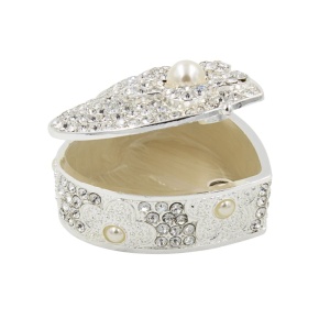 Cutie Bijuterii în Formă de Inimă 5x5 cm cu Perle și Strasuri AZAY – Casetă Bijuterii Elegantă, Cutie Inel, Cadou Romantic Femei, Ambalaj Premium