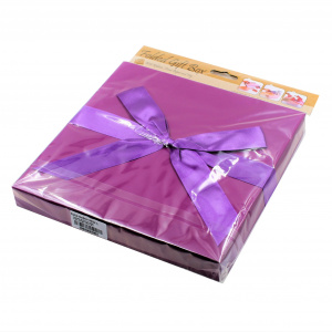 Cutie de cadou cu tissue paper, fundiță decorativă și minifelicitare - Magenta Flower
