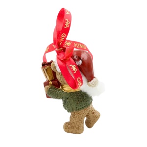 Decorațiune Regatul de Craciun, Classic, model Ursuleț oferind cadouri