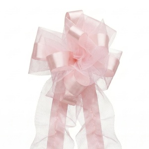 Decorative event bow, self-forming tulle, pastel pink