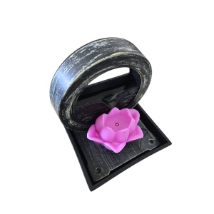 Fântână de interior, cu floare de lotus și cascadă zen – ambianță feng shui și lumină led