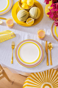Farfurie din porțelan, Pip Studio, Stripes Yellow, 23cm, colecția Pip Chique - Img 3