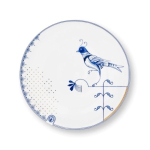 Farfurie din porțelan, Pip Studio, White, 25.5 cm, colecția Pip & The Blue Bird
