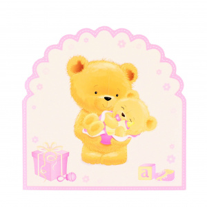 Felicitare Gold Teddy Baby Girl