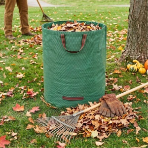 Foldable garden bag for leaves and grass, Jumi, 100L, with sturdy handles, waterproof and reusable, green, 60x47x47 cm