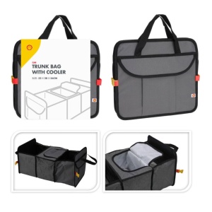 Geantă organizator auto pentru portbagaj, cu compartiment frigorific, Shell, gri, 32x28x56 cm