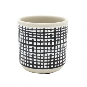 Ghiveci ceramică 9x9 cm model linii perpendiculare - Img 1