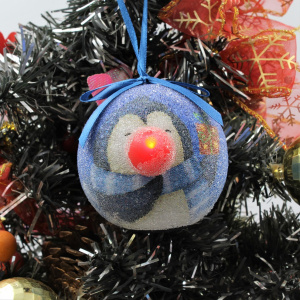 Glob decorativ albastru - Pinguin cu fular