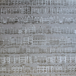 Hârtie ambalat cadouri Retro buildings gri
