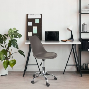 Scaun de birou ergonomic pivotant IGER, reglabil pe înălțime, cu roți și pernă de șezut, gri
