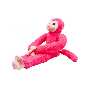 Jucărie maimuțică, din pluș, culoarea roz, 57 cm