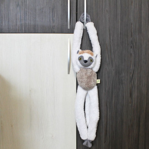 Jucărie sifaka, din pluș, culoarea alb, 57 cm