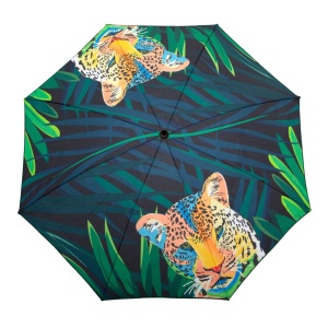 Umbrelă de plajă, Jumi, model leopard cu frunze tropicale, 200 cm