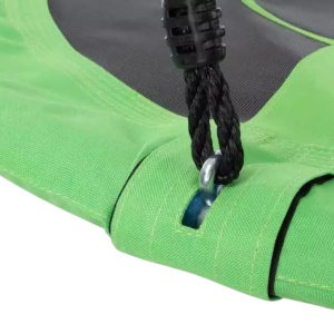 Leagăn tip cuib pentru copii, Koopman Ø100 cm, verde-negru, reglabil, suportă până la 100 kg, pentru exterior și grădină