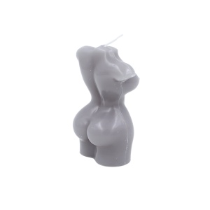 Lumânare decorativă, bust feminin, din ceară – model sculptural gri mat pentru decor modern