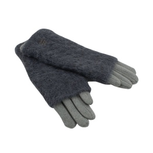 Mănuși damă, Antonio, cu funcție touch și manșetă detașabilă, culoare gri, one size