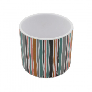 Mască ghiveci, din ceramică, dungulițe multicolore, 11 cm