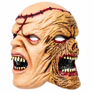 Mască pentru Halloween Amscan cu două fețe, accesoriu costum horror, din latex, One Size, 14+