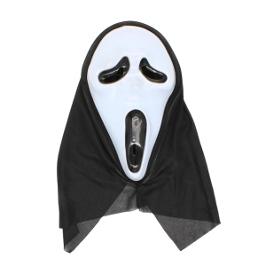 Mască pentru Halloween, Goodmark, model Ghost Face, cu glugă neagră, one size
