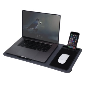 Măsuță portabilă pentru laptop, cu pernuță și mousepad, gri, 57.5x30.5x4 cm