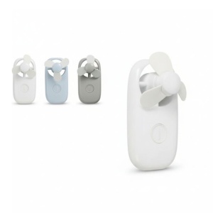 Mini ventlator portabil, cu baterii și LED, 11x4.8 cm, gri
