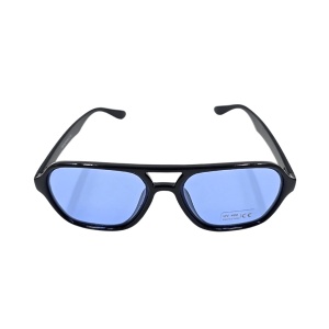 Ochelari de soare, bărbați, Aristo, ramă neagră lucioasă, lentile albastre fumurii, formă geometrică aviator, protecție UV 400