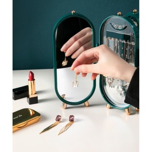 Organizator pliabil pentru bijuterii, tip dulap Ecarla, culoarea verde, 23.5 cm. CB38ZIE