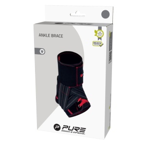 Orteza Glezna Pure 2 Improve Deluxe – Mărimea M | Negru cu Roșu | Compresie Reglabilă cu Velcro