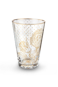Pahar apă, Pip Studio, Golden Flower, 370ml, colecția Royal White - Img 1