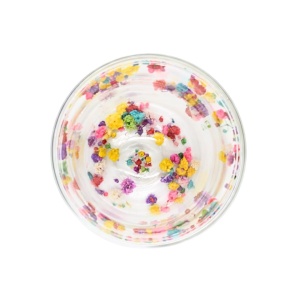 Pahar cu inserție de flori uscate multicolor, floarea miresei, pereți dubli, sticlă borosilicată, 200 ml, Aurora Bloom